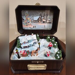 Merry Christmas Music Box With Flashing Lights Plays 8 Different Christmas Songs